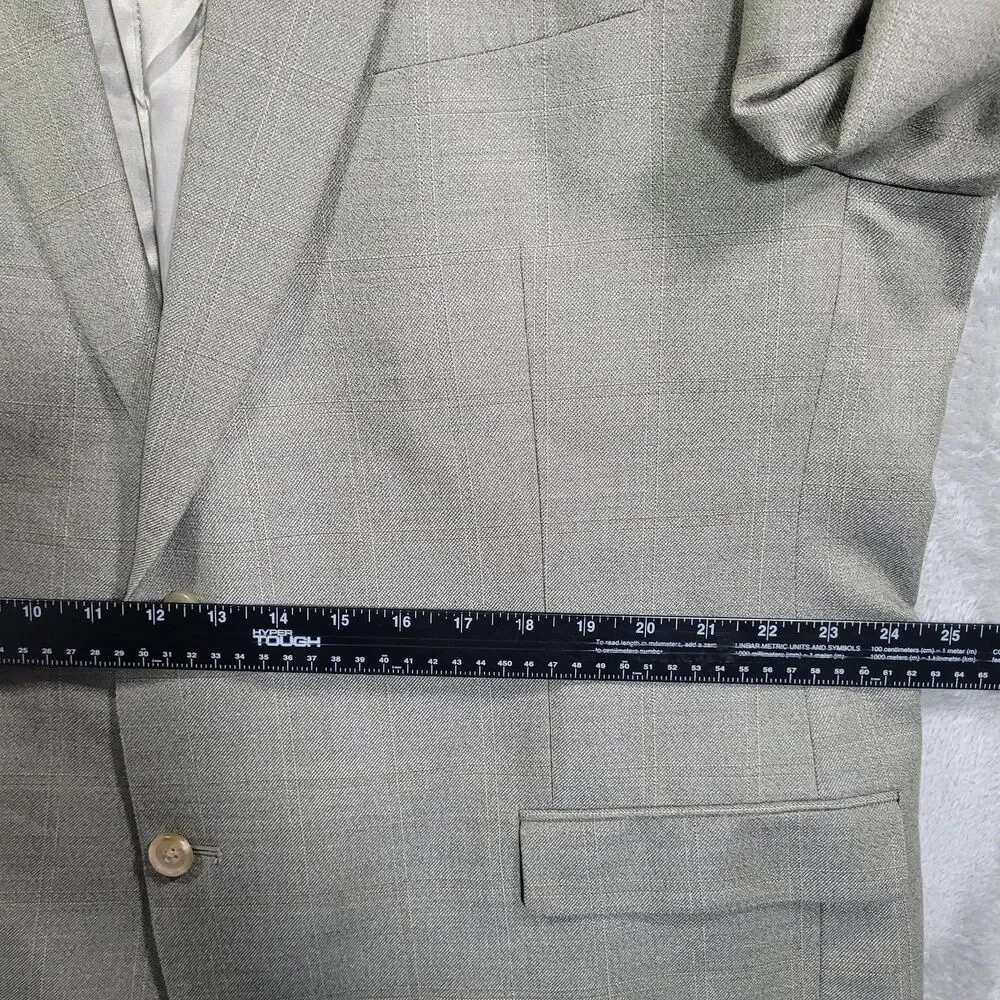 Lauren Ralph Lauren Sport Coat Mens 50L Gray Check Silk Wool 2 Button Blazer